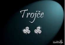 Trojče - náušnice rhodium